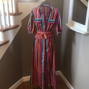 bohemia striped shirt maxi dress
